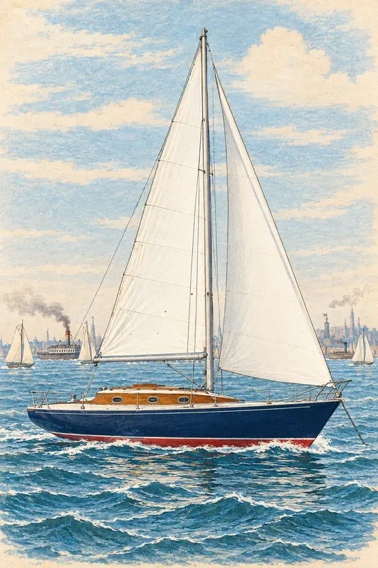 The Sloop — Regatta Lithograph 1887