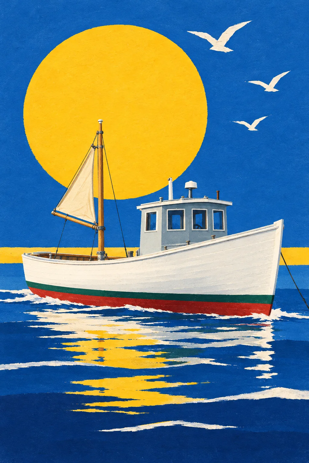 The Downeaster painted in the Signal Gouache style: Your boat, in the colours of the signal locker